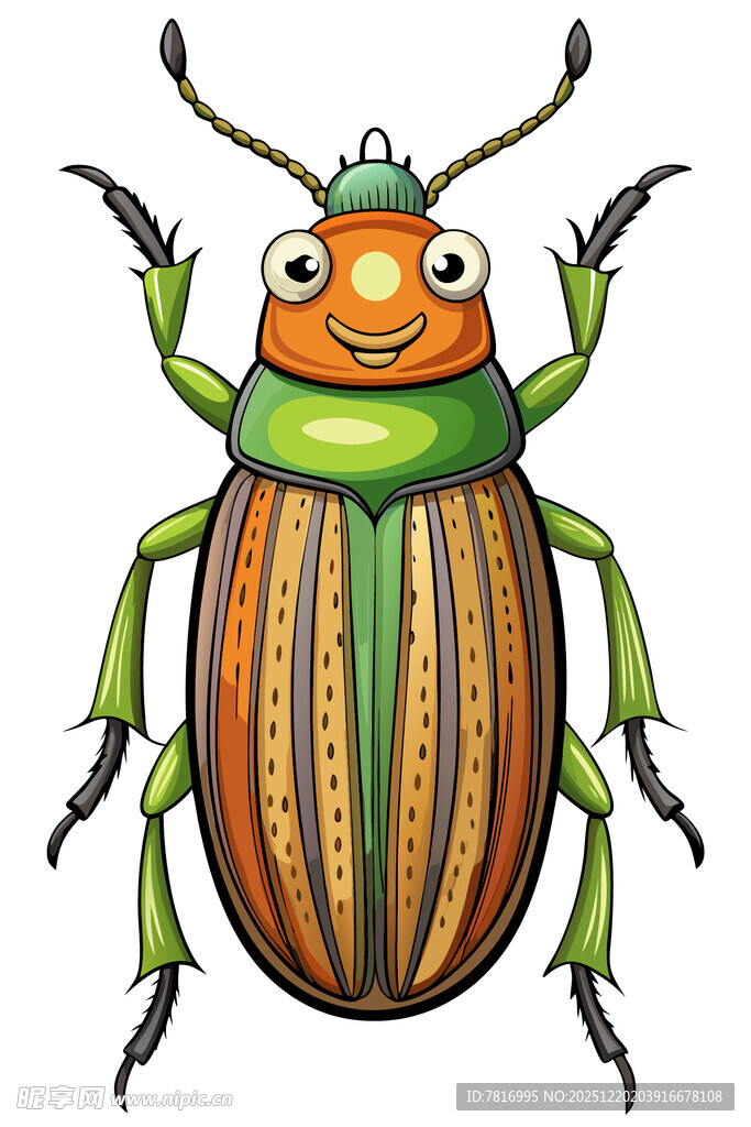 可爱卡通条纹甲虫形象