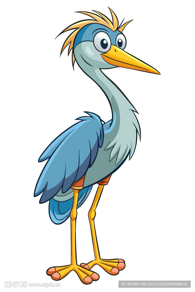 可爱蓝鹭卡通形象