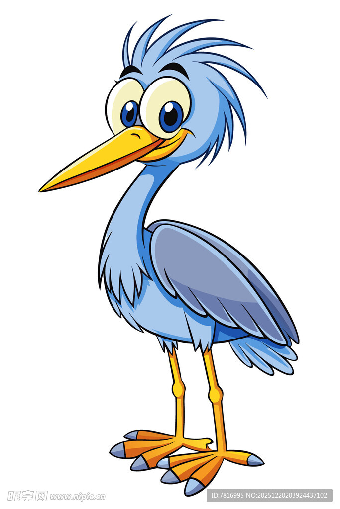 可爱蓝鹭卡通形象