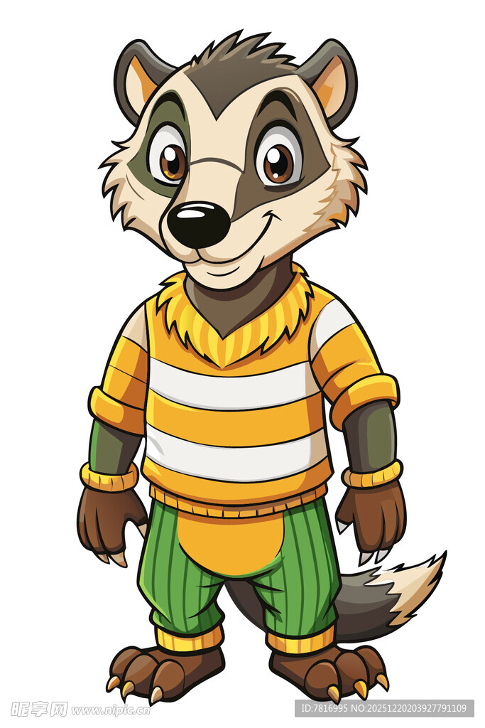 穿条纹衣的卡通獾形象