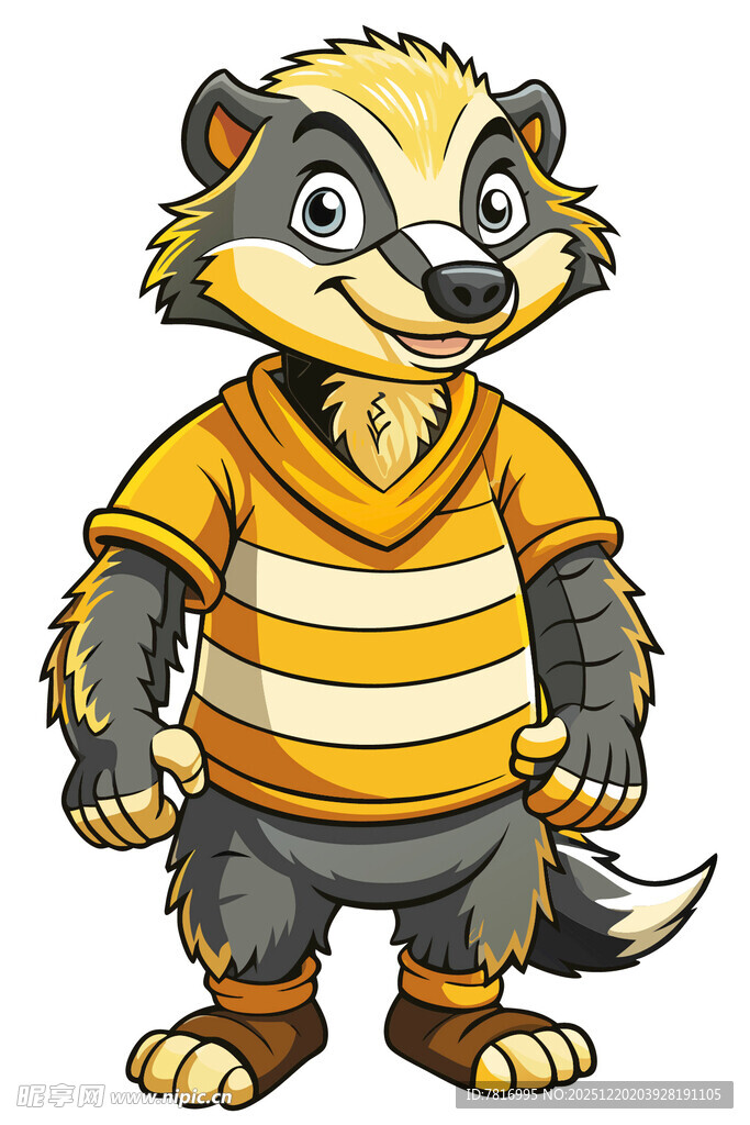 穿条纹上衣的卡通獾