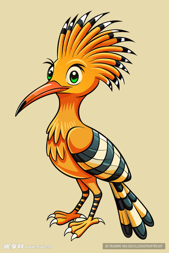 色彩斑斓的戴胜鸟插画