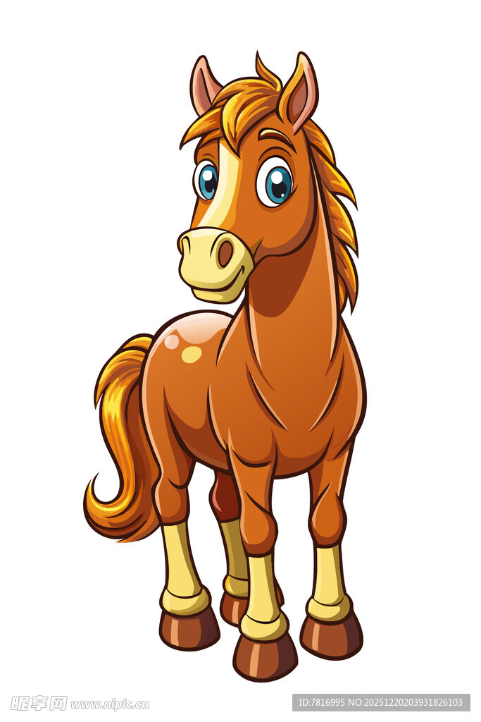可爱卡通棕色小马