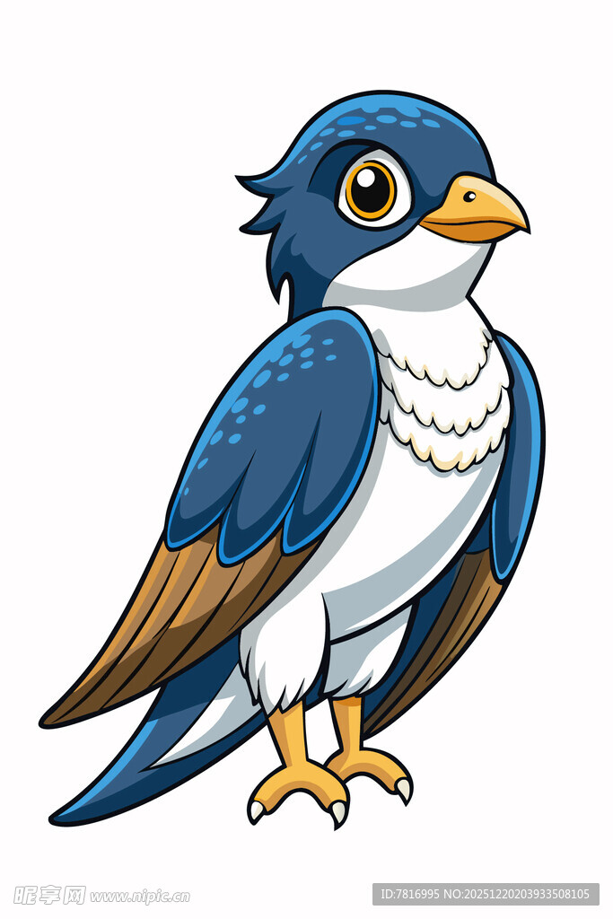 可爱蓝白小鸟卡通形象