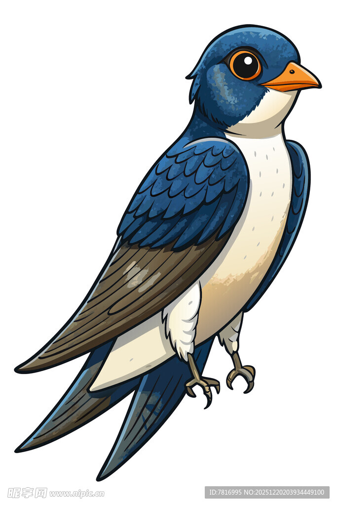 可爱蓝白燕子插画