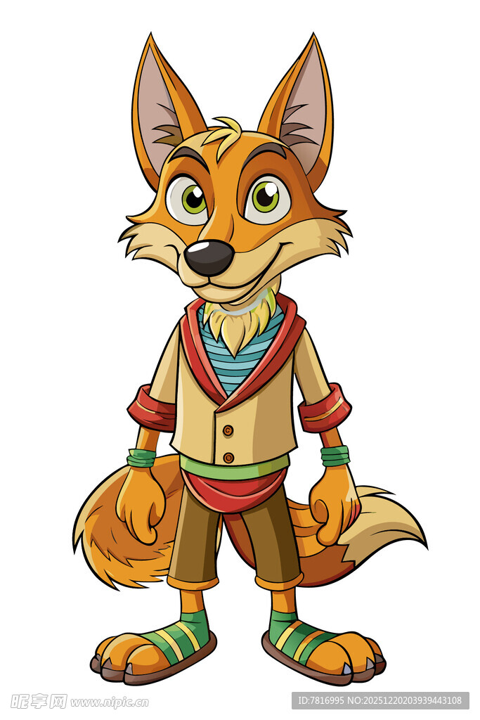 穿着服饰的可爱狐狸形象