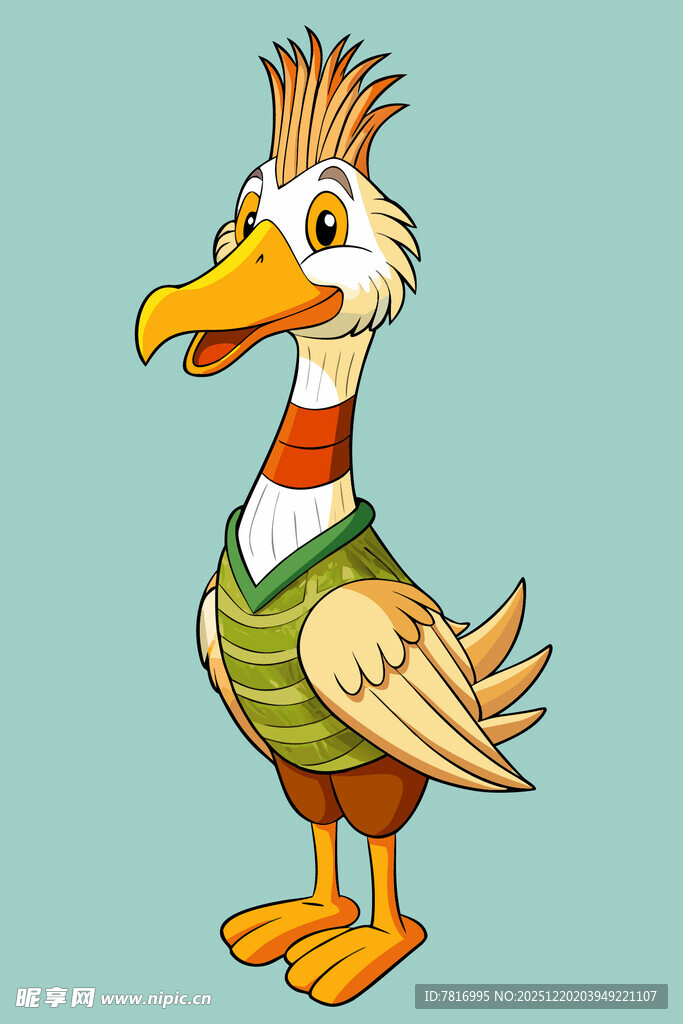 穿着服饰的卡通小鸟