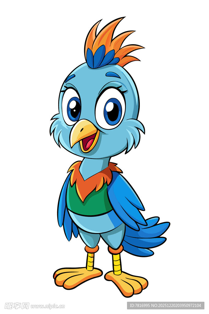 可爱蓝色小鸟卡通形象