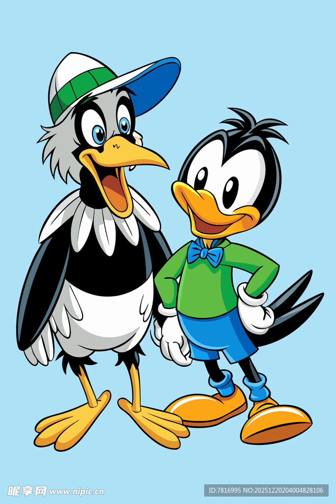 达菲鸭与啄木鸟伍迪同框