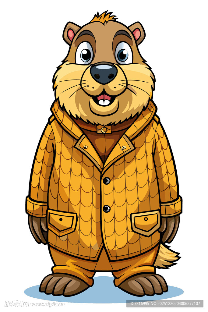 穿着西装的可爱海狸