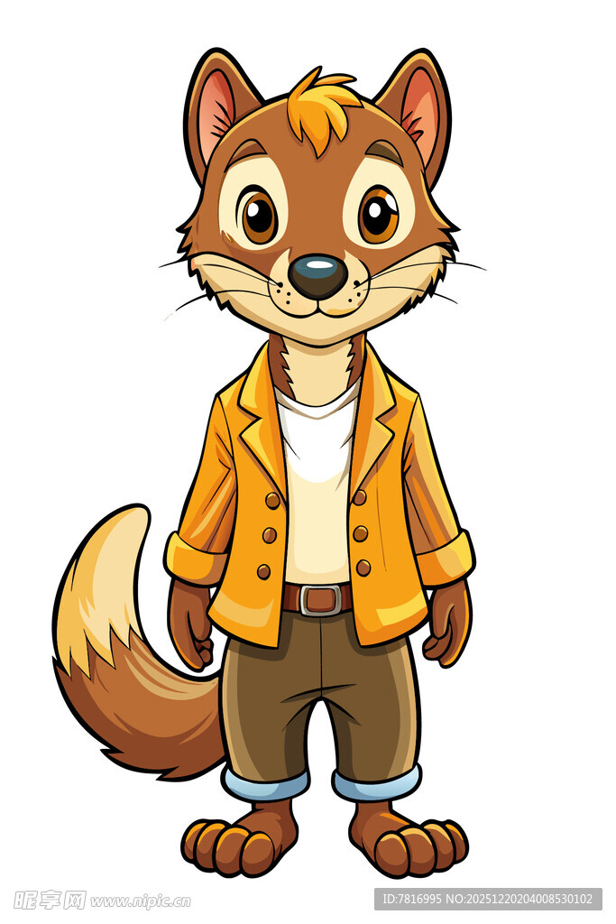 穿着夹克的可爱狐狸形象