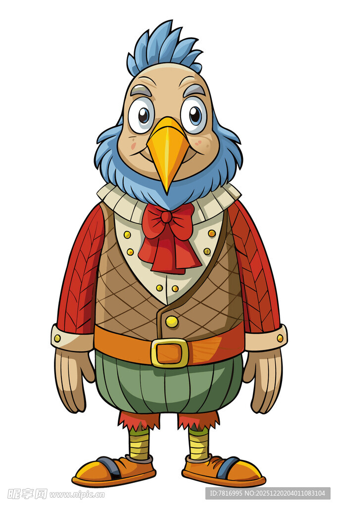 穿着服饰的卡通鹦鹉形象