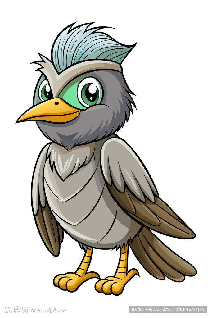 卡通灰羽小鸟
