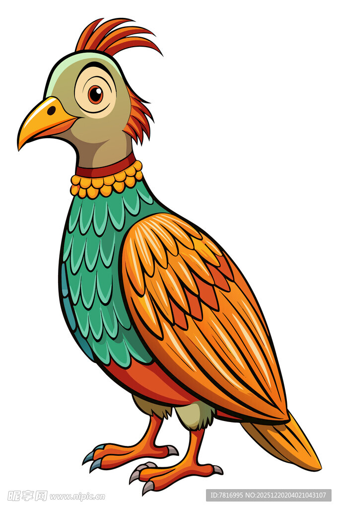 彩色卡通风格雉鸡形象