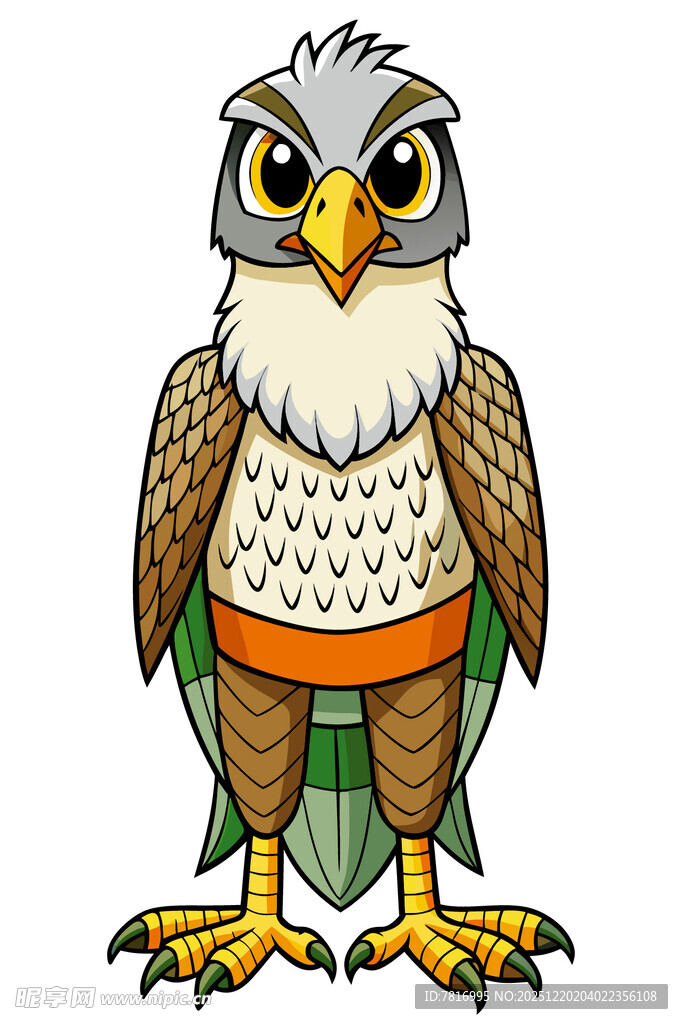 卡通风格站立的鹰形象