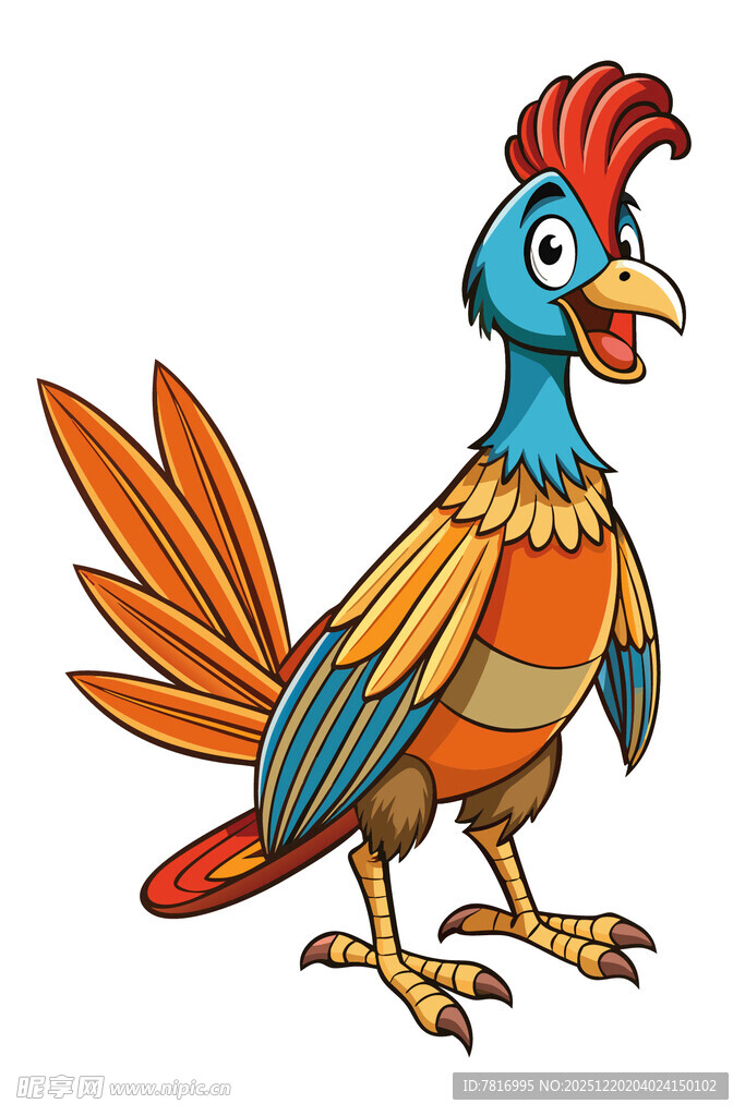 彩色公鸡插画
