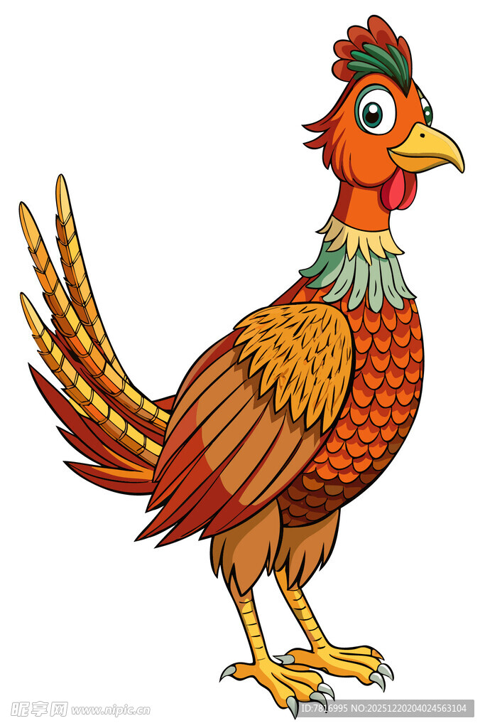 彩色公鸡插画