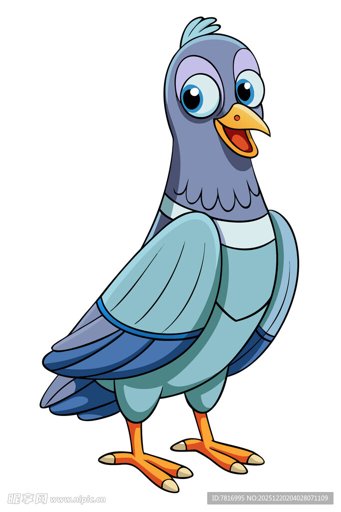 可爱蓝色卡通鸽子形象