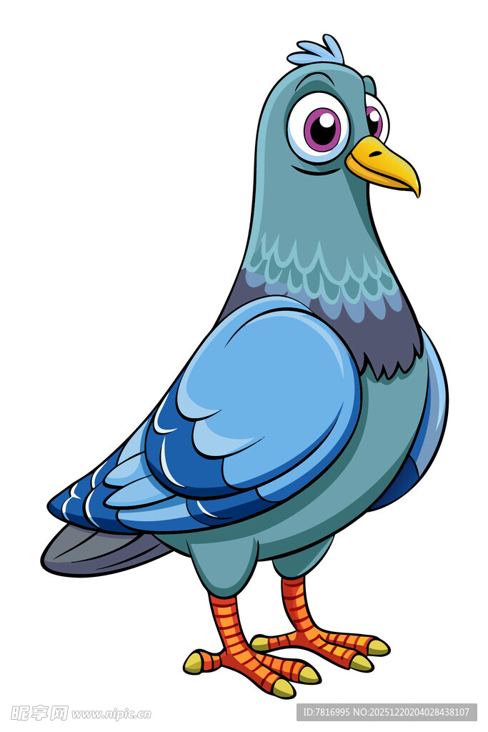 蓝色卡通鸽子形象