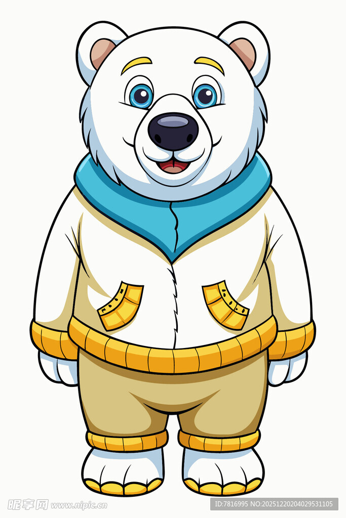穿着冬装的可爱北极熊