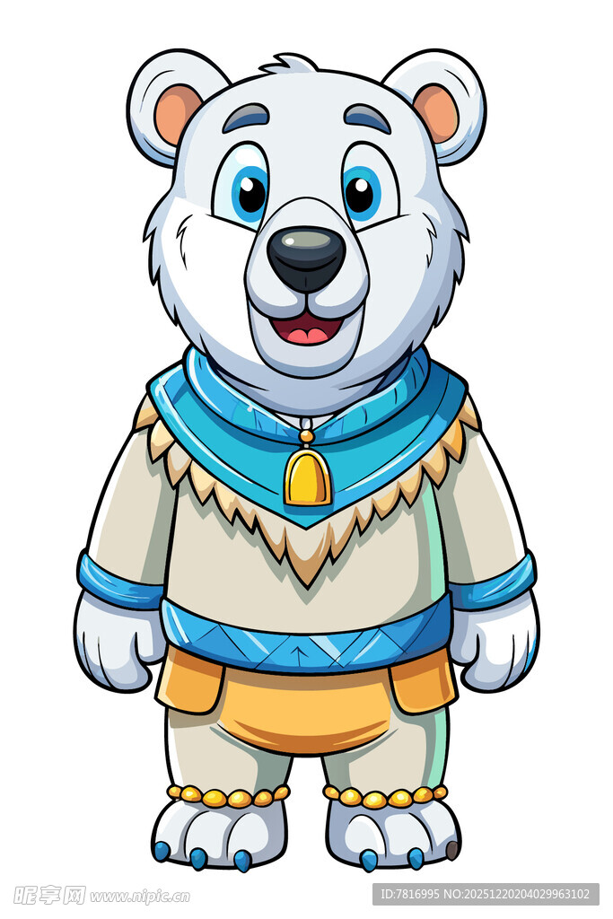 穿着服饰的可爱北极熊