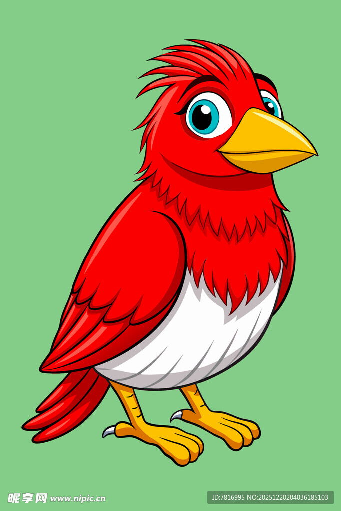 可爱红色小鸟卡通形象