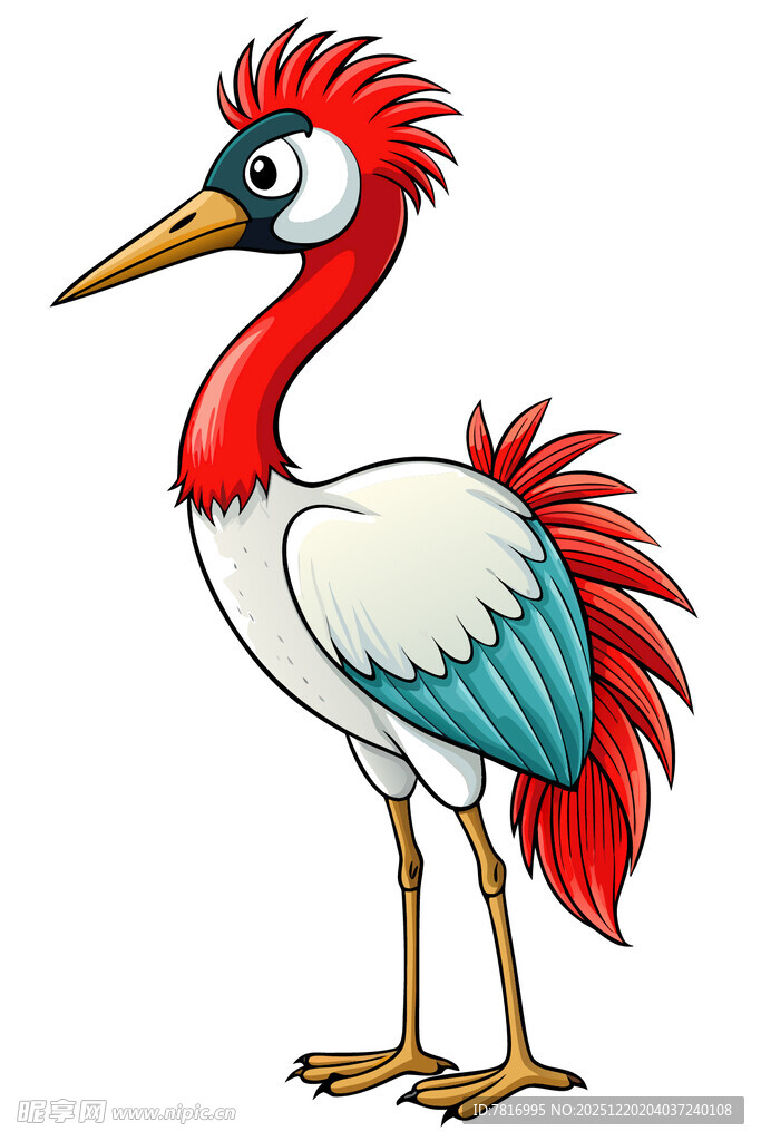卡通红冠鹤形象