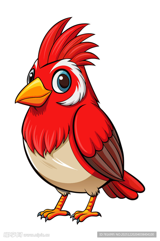 可爱红羽小鸟卡通形象