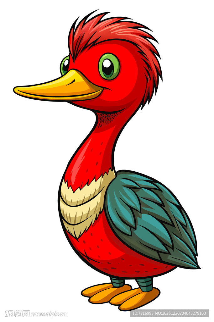 彩色卡通啄木鸟形象