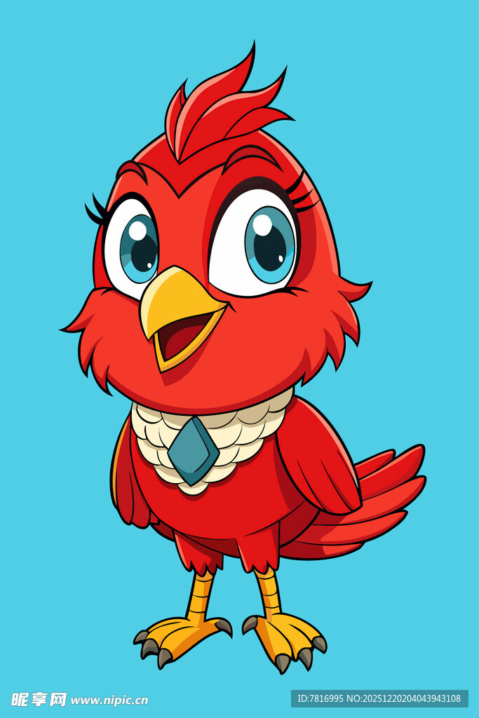 可爱红鸟卡通形象