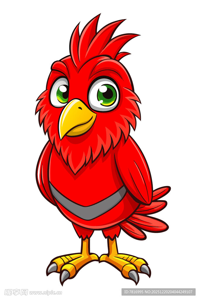 可爱红羽小鸟卡通形象