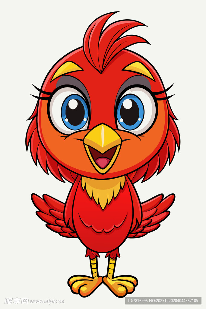 可爱红羽小鸟卡通形象