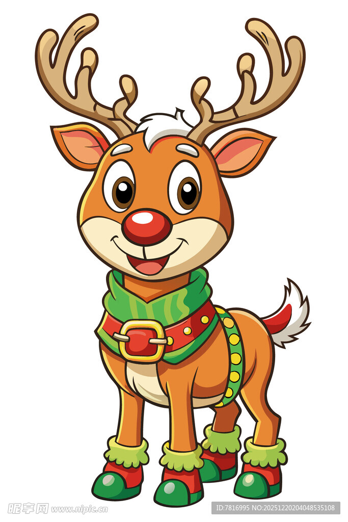 可爱圣诞驯鹿卡通形象