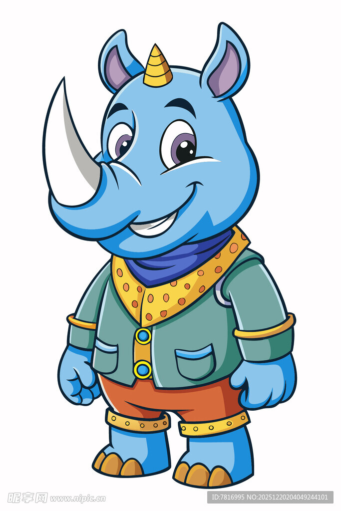 蓝色犀牛卡通角色形象