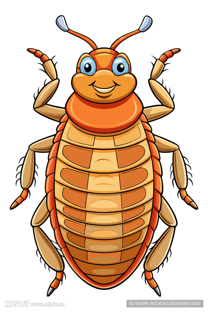 可爱卡通形象的棕色甲虫