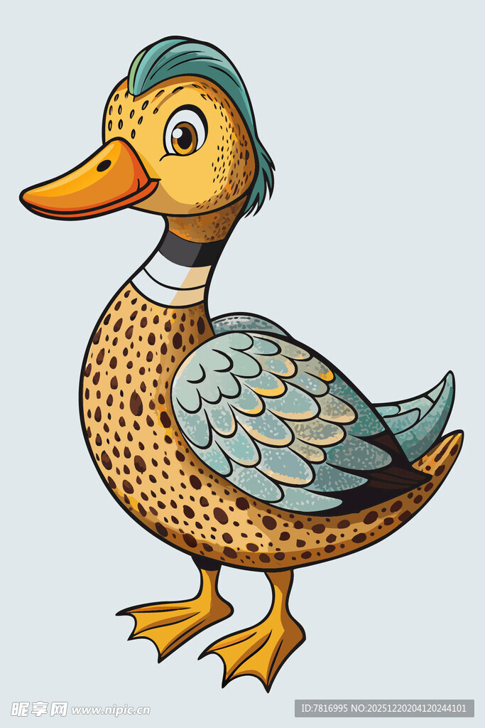 彩色卡通鸭子插画