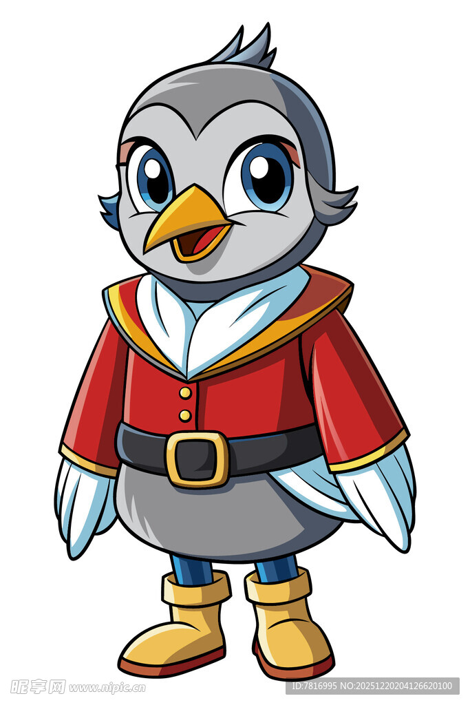 穿着红衣的可爱企鹅形象