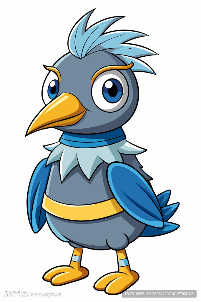 可爱蓝羽小鸟卡通形象