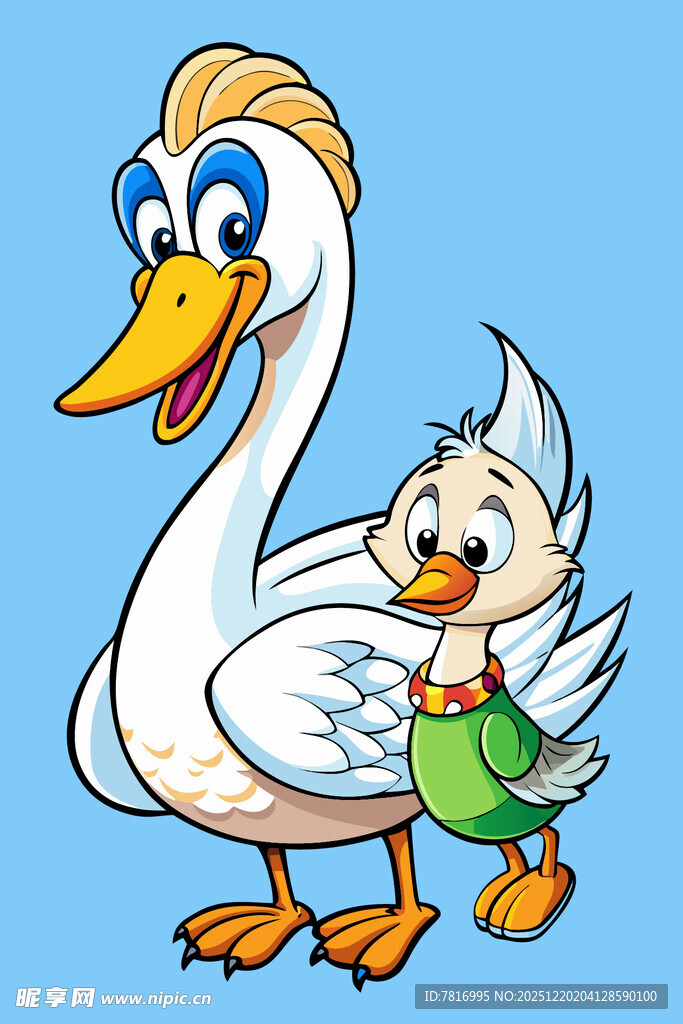 大鹅与小鹅的温馨画面