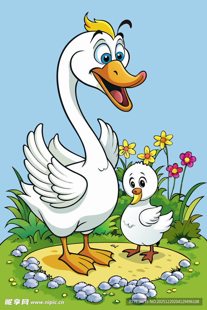 鸭妈妈与小鸭的温馨画面