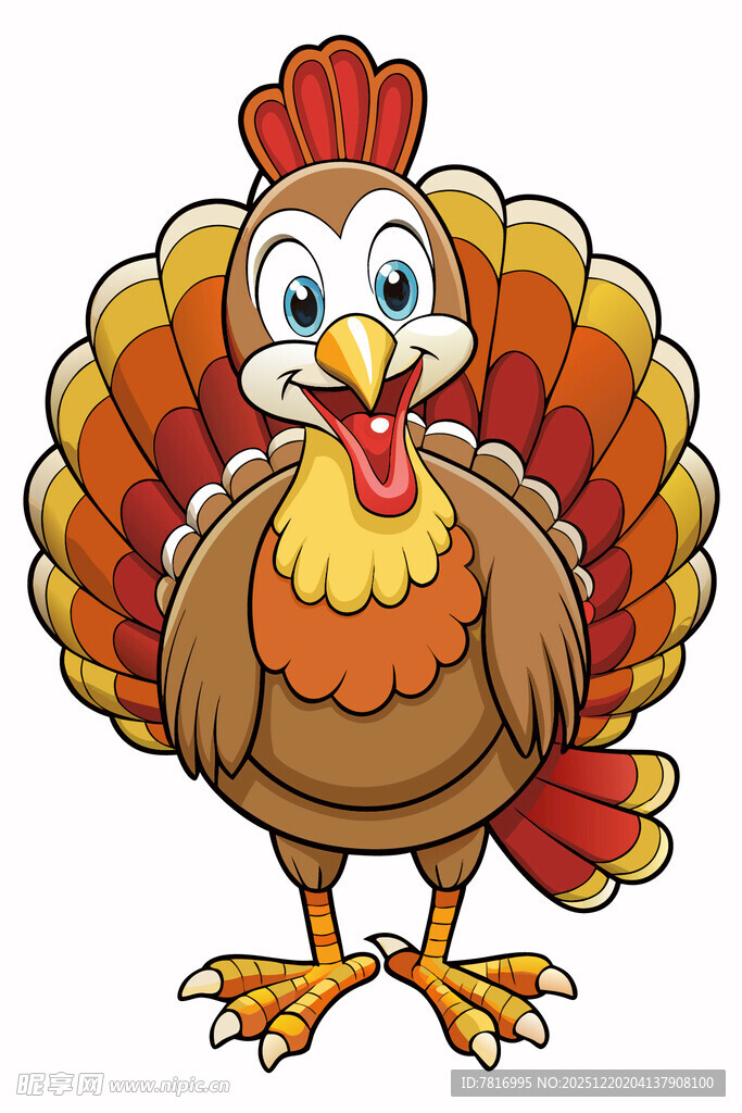 可爱卡通火鸡形象