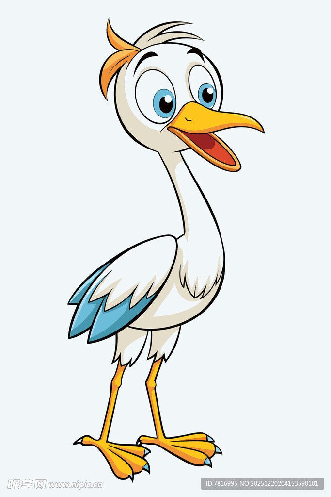 可爱卡通白鹳形象