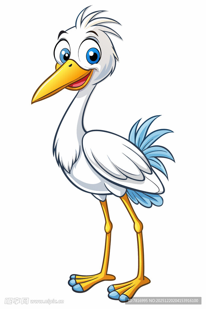 可爱卡通白鹳形象