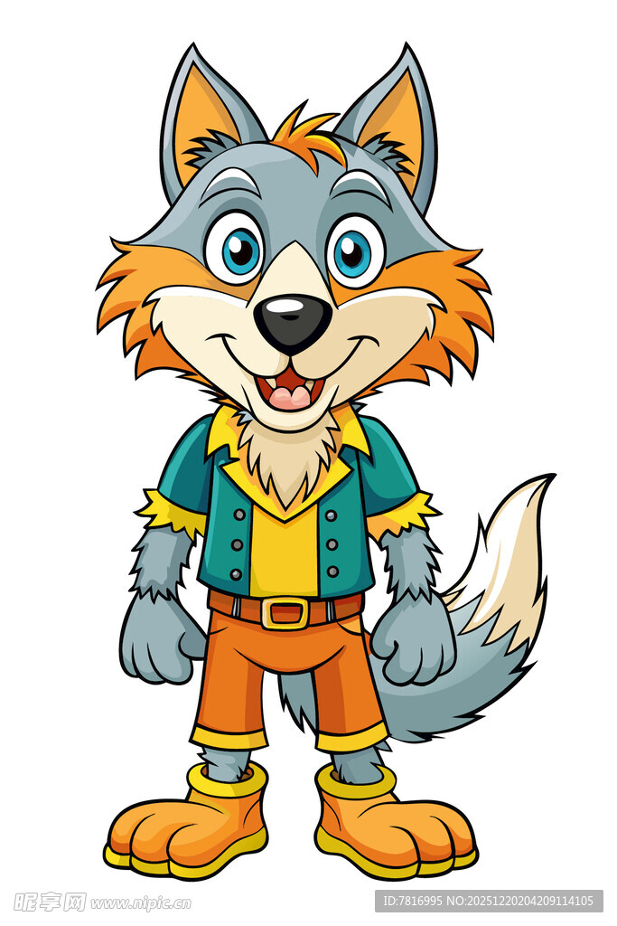 可爱拟人化小狼卡通形象