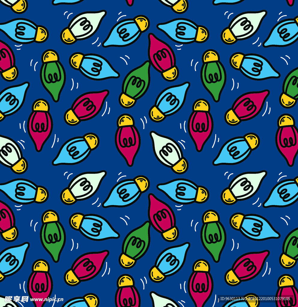 多彩灯泡图案背景设计