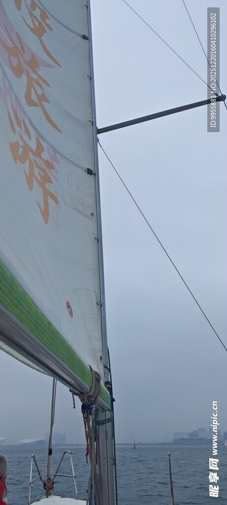 福建厦门海上帆船航行场景