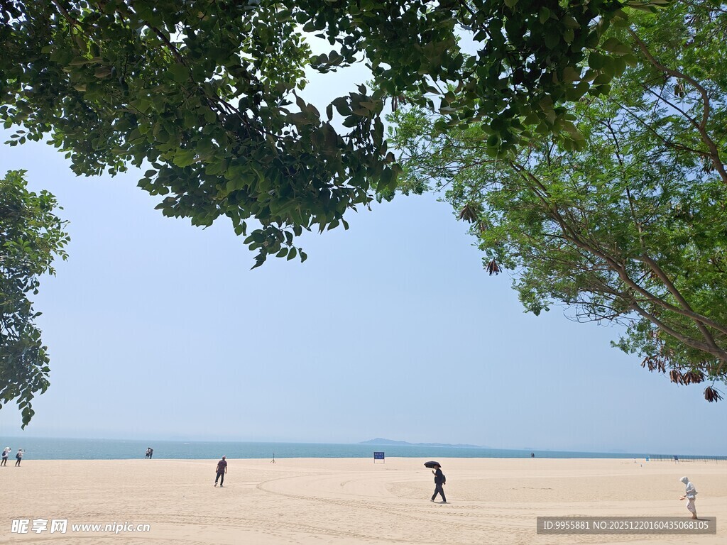 福建厦门夏日沙滩上的悠闲场景
