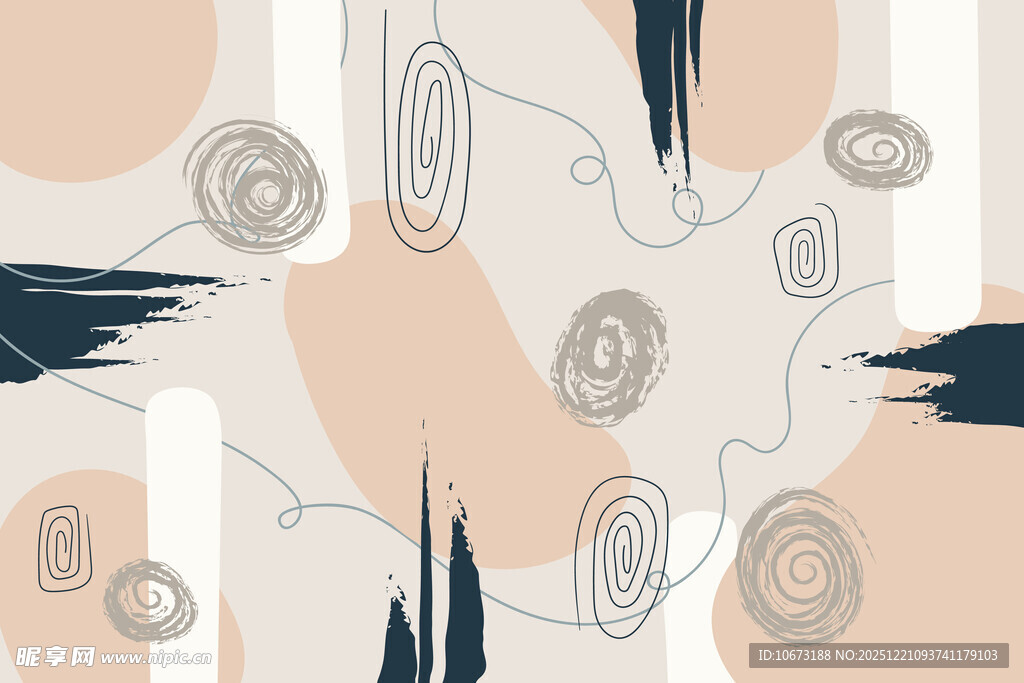 抽象几何笔触艺术图案