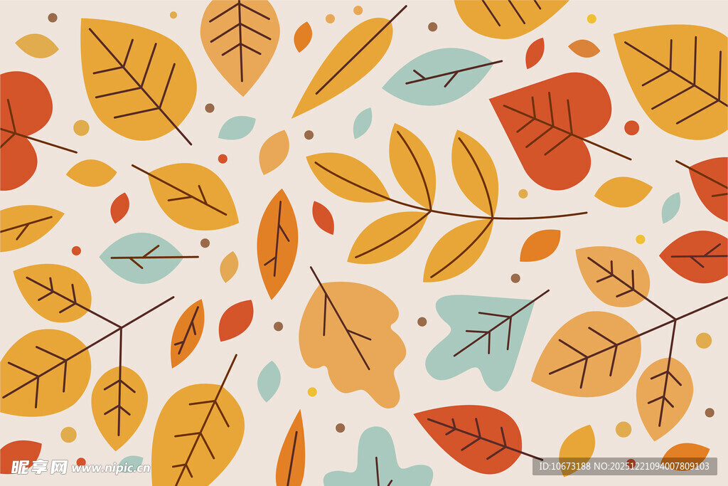 秋季多彩树叶图案背景
