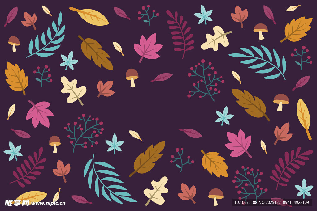 秋季多彩植物图案背景